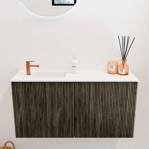 Mondiaz JOYA 80cm meuble de toilette - couleur Shadow - Vasque FAYE position Gauche 1 trou de robinet couleur Talc. SW1421427