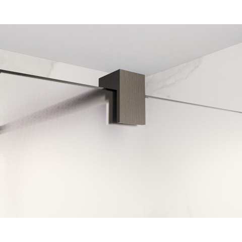 Fortifura Galeria inloopdouche - 50x200cm - mat - glas - wandarm - PVD - geborsteld gunmetal (antraciet) SW876841