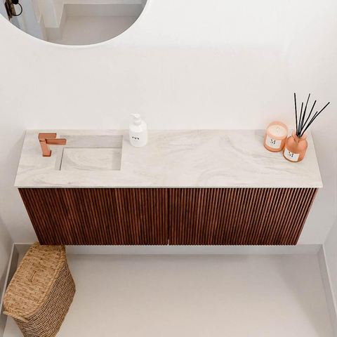 Mondiaz JOYA-DLUX 100cm meuble de salle de bains - couleur Ruby - Vasque FAYE position Gauche 1 trou de robinet couleur Ostra. SW1423774