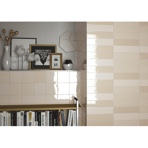 ÉCHANTILLON Terravito Quivaro carreau mural - 6.5x26cm - Ivory brillant (crème) SW1130581