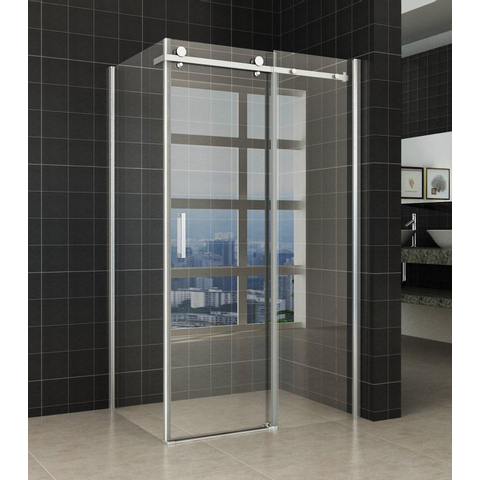 Wiesbaden Pared Cabine - met 1 schuifdeur - 120x90x200cm - 8mm - nano helder glas - chroom SW10426