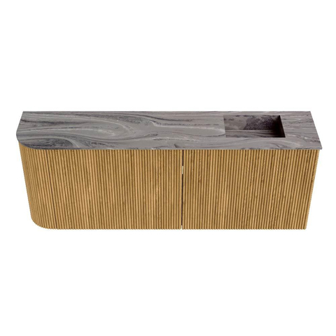 Mondiaz JOYA-DLUX 111.6cm toiletmeubel - ronding links kleur Oak - Wastafel FAYE positie Rechts Zonder kraangat kleur Sombra. SW1424292