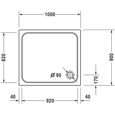Duravit D-code Douchebak - 100x90x8.5cm - glans wit 0295841