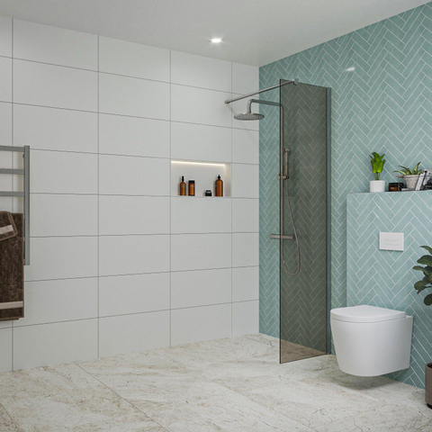 Fortifura Galeria Douche à l'italienne - 50x200cm - verre fumé - Chrome SW876869
