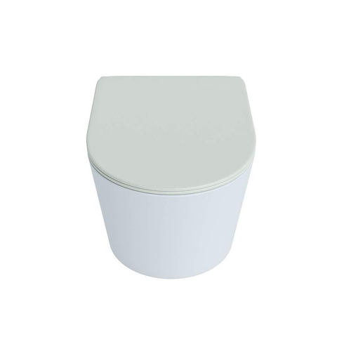 Mondiaz LAVIE hangtoilet – spoelrandloos – 36 x 53 cm – met softclose zitting – Clay (lichtblauw/grijs), zitting Greey (lichtgroen/grijs) SW1208671