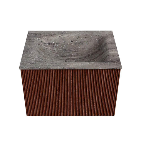 MONDIAZ KURVE-DLUX 60cm badmeubel kleur Ruby met 1 lade en 0 deuren. Wastafel CLOUD Midden zonder kraangat Oza. SW1432767