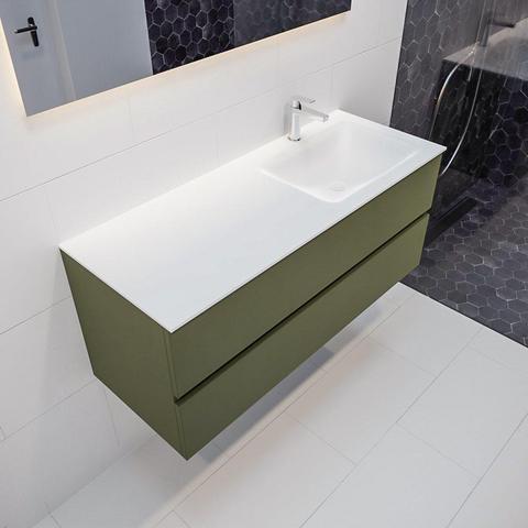 MONDIAZ VICA Ensemble de meuble salle de bain - 120cm - 2 tiroirs - lavabo Cloud droit - 1 trou de robinet - solid surface army SW410119