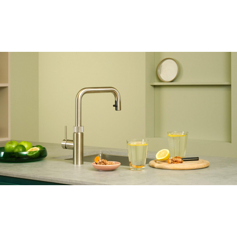 Quooker Flex Square kokendwaterkraan - draaibare & uittrekbare uitloop - PRO3 incl. Cube reservoir - Warm / kokend / bruisend / gefilterd water - RVS SW1442181