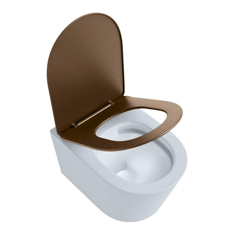 Mondiaz LAVIE hangtoilet – spoelrandloos – 36 x 53 cm – met softclose zitting – Clay (lichtblauw/grijs), zitting Rust (bruin) SW1208697