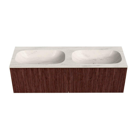MONDIAZ KURVE-DLUX 140cm badmeubel kleur Ruby met 2 lades en 0 deuren. Wastafel STOR SMALL Dubbel 2 kraangaten Meli. SW1432012