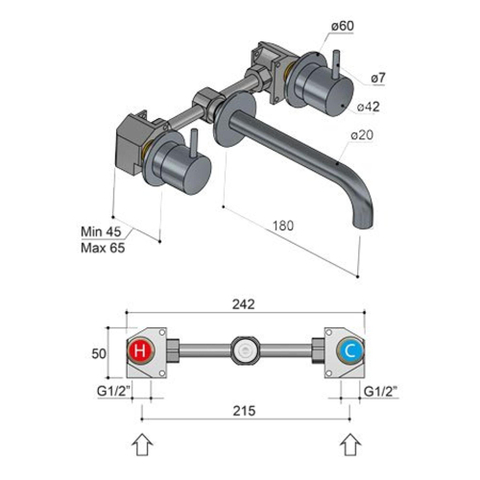 Hotbath Cobber inbouw wastafelkraan mat zwart SW73586