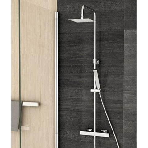Crosswater Atoll Multivalve Doucheset - met thermostatische kraan - hoofddouche 36x24cm en handdouche - met douc - hoogglans chroom SW31164
