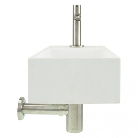 Differnz Solid fonteinset - 36x18.5x9cm - Rechthoek - 1 kraangat - Chroom - Solid Surface Wit met kraan SHOWROOMMODEL SHOW26559