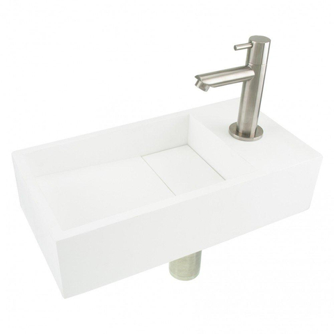 Differnz Set lave mains 36x18.5x9cm avec robinet chromé Solid Surface blanc mat SW76048
