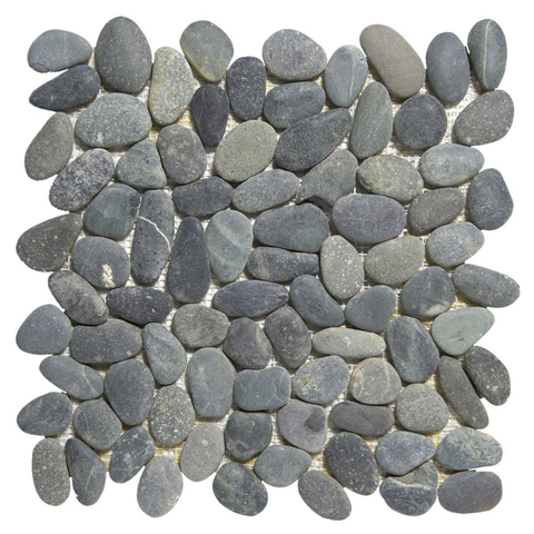 The Mosaic Factory Natural Stone carrelage mosaïque 30x30cm pour mur et sol intérieur et extérieur pierre de rivière gris foncé SW66205