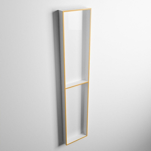 Mondiaz Easy nis 29.5x89.5x8cm voor Inbouw/opbouw 2 open vakken Solid surface Talc/Ocher SW643814