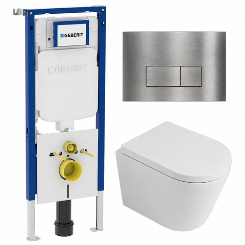 QeramiQ Dely Ensemble WC - 36.3x51.7cm - sortie profonde - sans bride - réservoir encastré Geberit UP720 - abattant de WC softclose 35 mm - plaque de commande acier - boutons rectangulaires - blanc mat SW1428000