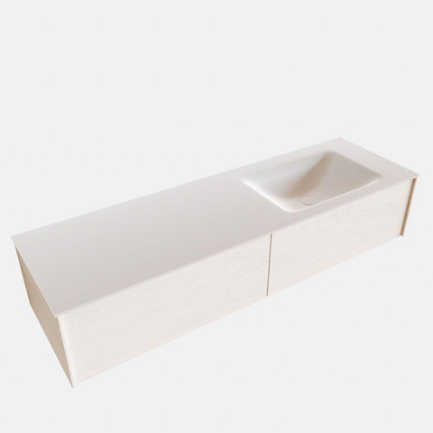ENSEMBLE DE MEUBLE MONDIAZ LUSH - 150cm - 2 tiroirs - lavabo cloud - vasque à droite - 0 trous de robinet - sous-couche SW409529