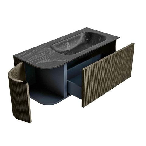 Mondiaz KURVE-DLUX Ensemble de meubles de salle de bains - 105x46x40cm - 1 tiroir - 1 porte - lavabo solid surface - droit - sans trou de robinet - Shadow SW1414642