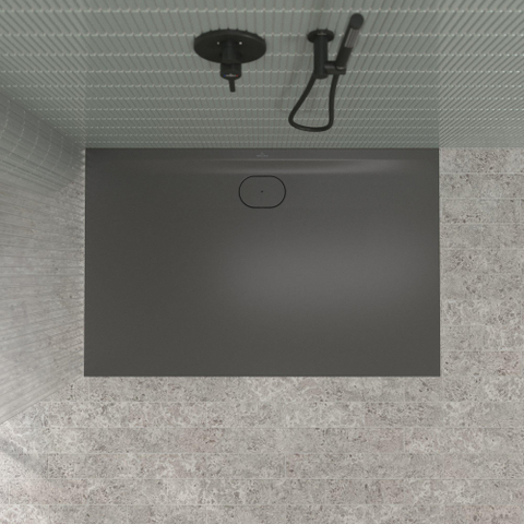 Villeroy & Boch Ecora douchebak - 140x90x3.5cm - afvoer lange zijde - anthracite (antraciet) SW1558875