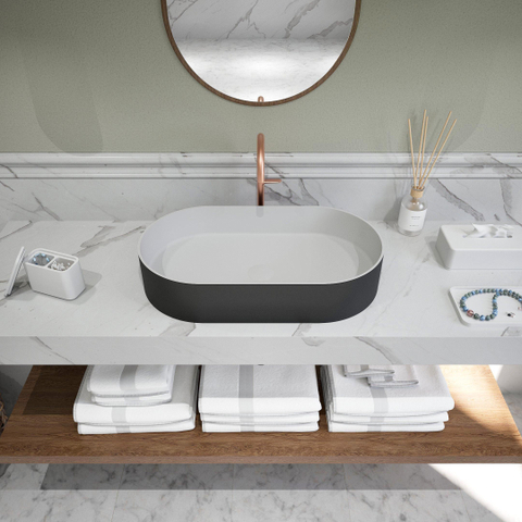 Ideavit Solidthin waskom - 60x35x12.5cm - Solid surface - Ovaal - Mat Zwart SW857496