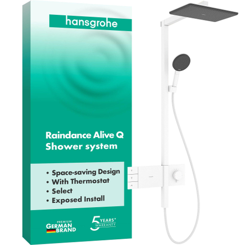 Hansgrohe Raindance alive Showerpipe - 210/340 2jet - thermostaat - mat wit SW1389931