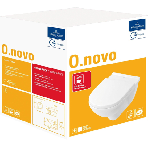 Villeroy & Boch O.novo pack wandcloset - 56cm - met spoelrand CeramicPlus - softclose - White Alpine (glans wit) 0124209