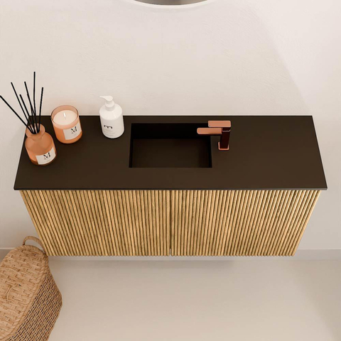 Mondiaz JOYA 80cm meuble de toilette - couleur Chêne - Vasque FAYE position Milieu 1 trou de robinet couleur Urban SW1421177