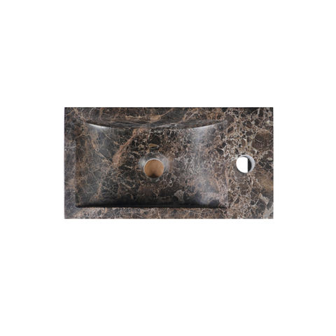 FugaFlow Efficiente Pietra Ensemble lave-mains - 40x22x10cm - trou de robinet à droite - robinet de lave-mains cuivre brossé PVD - bouchon de vidange - siphon abaissé - Dark Emporador SW1448158