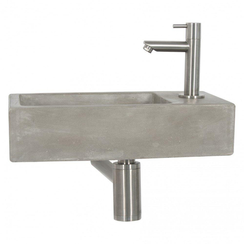 Differnz Juti fonteinset – 38.5x18.5x9 cm – beton grijs – chromen kraan SW84143