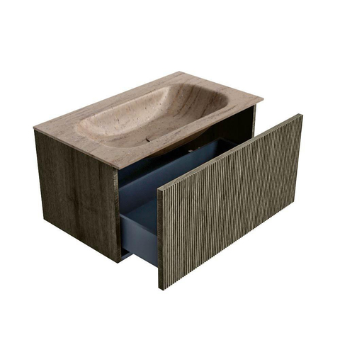 MONDIAZ KURVE-DLUX Meuble de salle de bains 80 cm couleur Shadow avec 1 tiroir et 0 porte. Lavabo BIG SMALL Central sans trou de robinet Saba. SW1433412