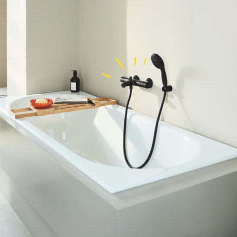 Grohe Precision Start Badkraan - thermostatisch - omstel - koppelingen HOH=15cm - matte black (mat zwart) SW924879