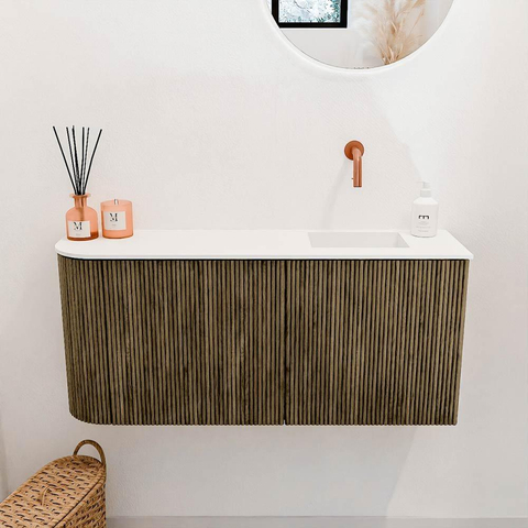 Mondiaz JOYA 91.6cm toiletmeubel - ronding links kleur Dusk - Wastafel FAYE positie Rechts Zonder kraangat kleur Talc. SW1421586