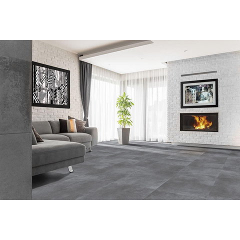 Terravito Davano carrelage mural et de sol - 60x60cm - Carré - 9mm - rectifié - aspect béton - Loft Grey SW359634
