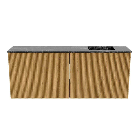 Mondiaz JOYA-DLUX 100cm meuble de salle de bains - couleur Oak - Vasque FAYE position Droite 1 trou de robinet couleur Lava. SW1422059