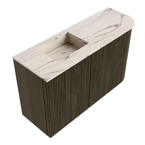 Mondiaz JOYA-DLUX 71.6cm toiletmeubel - ronding rechts kleur Shadow - Wastafel FAYE positie Links Zonder kraangat kleur Nata. SW1424980