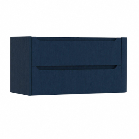 H&R Badmeubelen Juice Meuble sous lavabo - 100x45x50cm - coin droit arrondi - 2 tiroirs - poignée intégrée - blue oak SW1489259