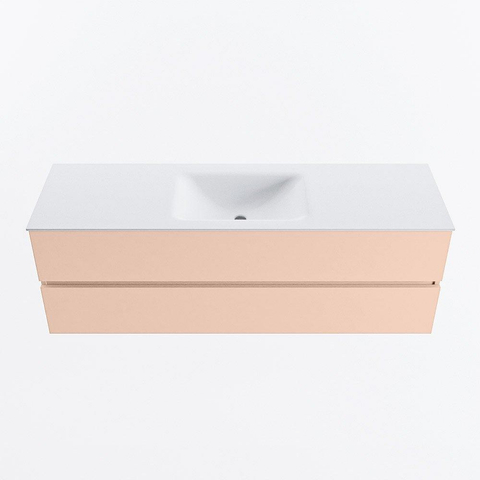 MONDIAZ VICA Ensemble meuble de salle de bains - 150cm - meuble sous-vasque rosee - 2 tiroirs - lavabo cloud central - 1 trou de robinet - version haute 60cm - talc SW1083388