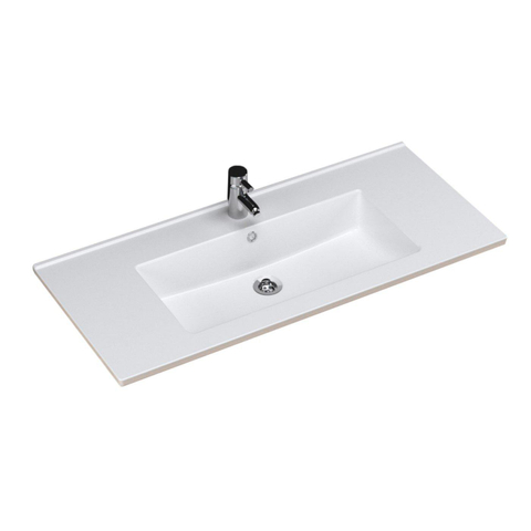 Sanicare q10 lavabo 100x45cm 1 trou pour robinet avec trop-plein rectangle céramique blanc SW536881