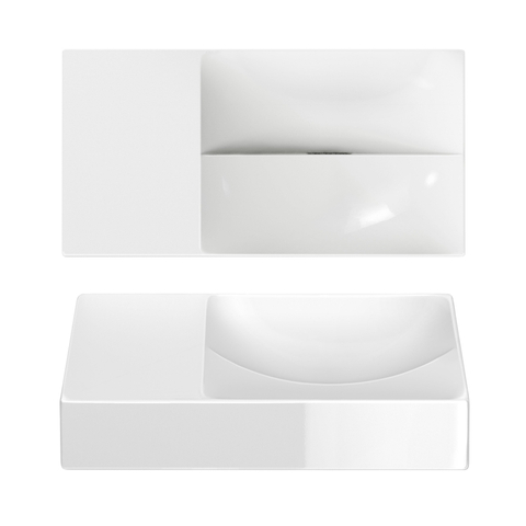Clou Vale fontein - 38x19x7cm - rechthoek - keramiek - zonder kraangat - links - glans wit SW451456