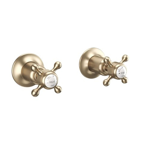 Crosswater Belgravia Stopkranen - inbouw - koud /warm - kruisgreep geborsteld - messing (goud) SW1176826