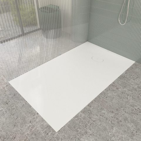 Villeroy & Boch Ecora douchebak - 150x90x3.5cm - afvoer korte zijde - white alpine (wit) SW1558999