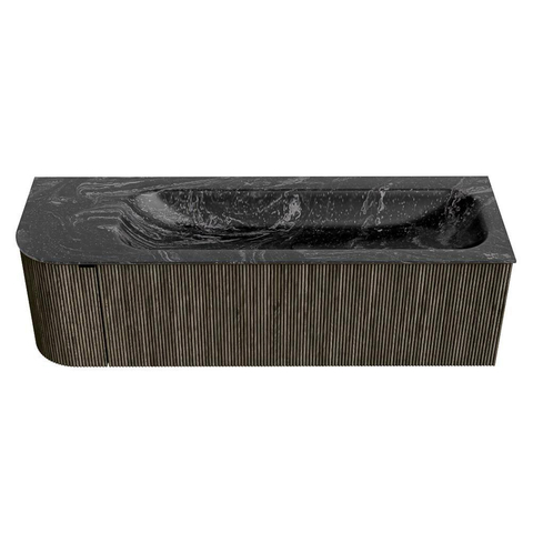 Mondiaz KURVE-DLUX Ensemble de meubles de salle de bains - 145x46x40cm - 1 tiroir - 1 porte - lavabo solid surface - droit - sans trou de robinet - Shadow SW1414673