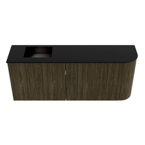 Mondiaz JOYA 101.6cm meuble de salle de bains - arrondi droit couleur Shadow - Vasque FAYE position Gauche Sans trou de robinet couleur Urban SW1421515