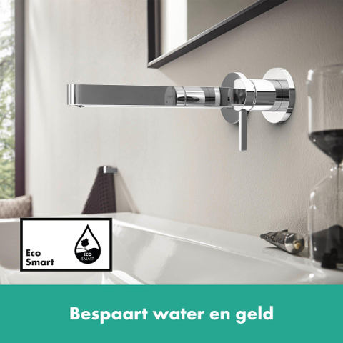 Hansgrohe Finoris 1 greeps wastafelkraan - inbouw - voorsprong 228 mm - met afvoerplug - hoogglans chroom SW651162