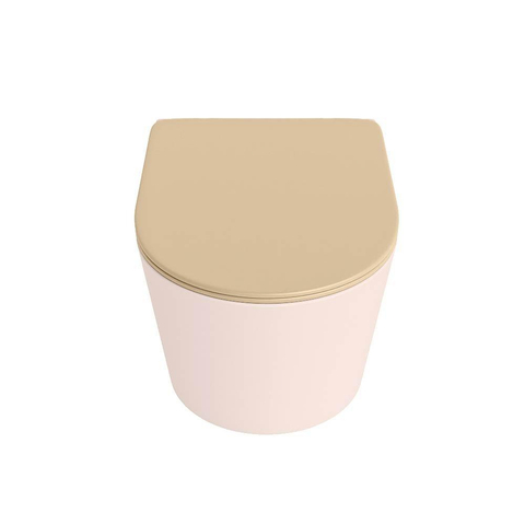 Mondiaz LAVIE WC suspendu – sans bride – 36 x 53 cm – avec abattant softclose – Rosee (rose), abattant Sand (beige) SW1208774