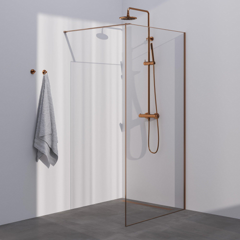 BRAUER Season Inloopdouche set 1 helder glas 90x200 met muurprofiel en lijst rondom koper geborsteld SHOWROOMMODEL SHOW24671