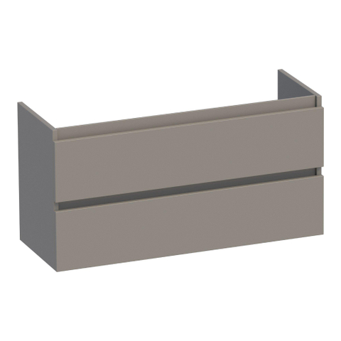 BRAUER Joy meuble sous-lavabo peu profond - 100x39x50cm - 2 tiroirs à fermeture douce - sans poignée - 1 découpe pour siphon - taupe mat SW1201173