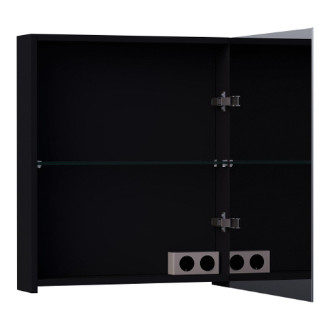 BRAUER Impress armoire de toilette – 59 x 70 x 15 cm – ouverture à droite, porte-miroir double face – Noir mat SW392989