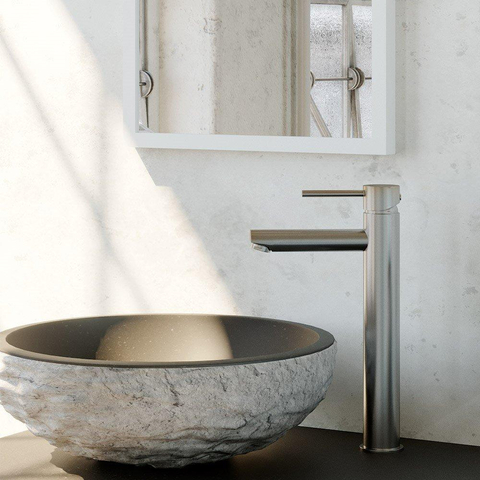 Brauer Brushed Edition wastafelkraan - model A - opbouw - voorsprong 15cm - PVD - geborsteld rvs SW374364